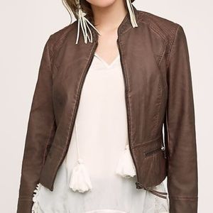 Anthropologie Brown Vegan Leather Jacket
